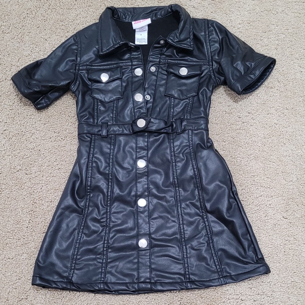 NWOT Black Faux Leather Short Sleeve Dress